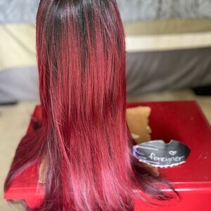 Vibrant Red Ombre Hair Wig